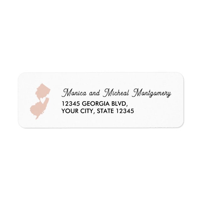 Étiquette NEW JERSEY State Map with Heart - N'IMPORTE QUELLE (Devant)