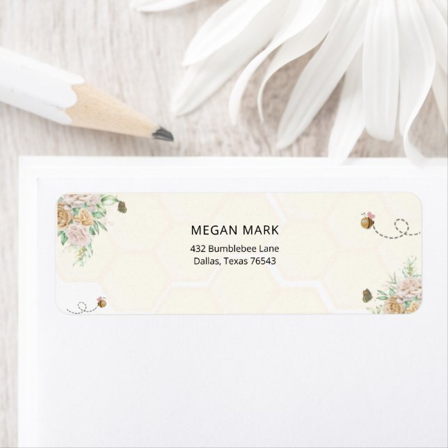 Étiquette Nid d'abeille Floral Personnalisé Rustique Thème A (En situation)