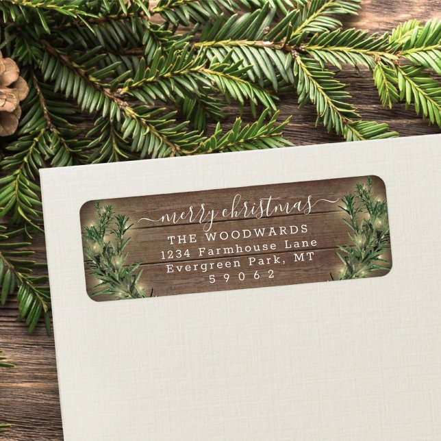 Étiquette N'importe quel texte Lumières de Noël & Bois Adres (Créateur téléchargé)