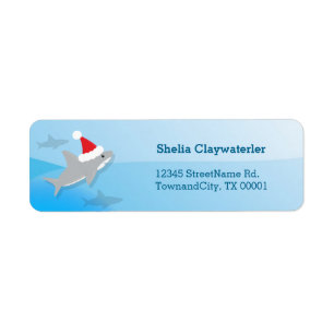Étiquette Noël aux requins de Santa Hat Cute