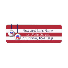 Étiquette Noël bipartisan rouge blanc et bleu patriotique