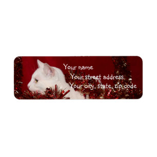 Étiquette Noël blanc de minou