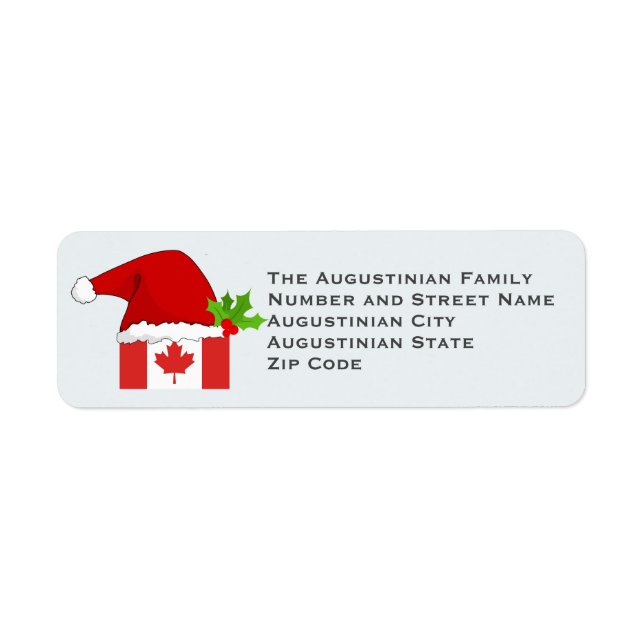 Étiquette Noël CANADA Drapeau patriotique Adresse de retour (Devant)