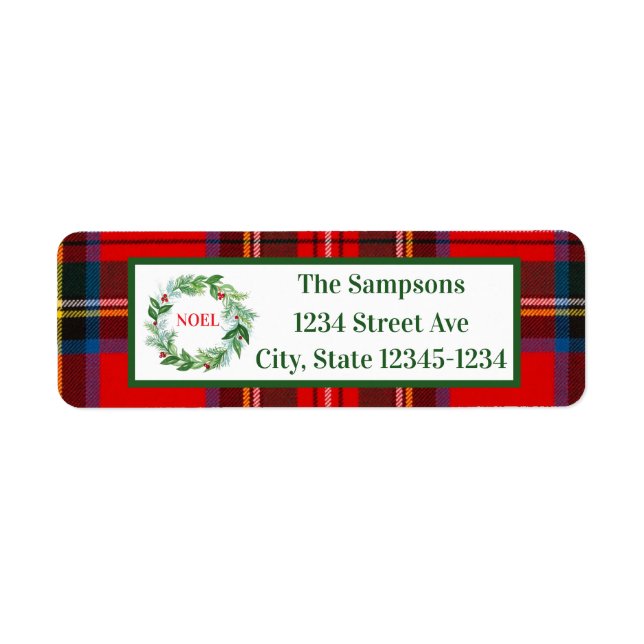 Étiquette Noel de couronne peinte à la main de Noël Adresse (Devant)