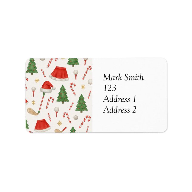 Étiquette Noël de golf sur le thème de la femme golfeuse (Devant)