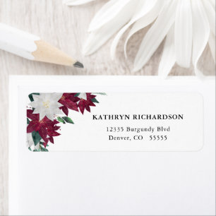 Étiquette Noël de la Bourgogne et de la Poinsettie Blanche