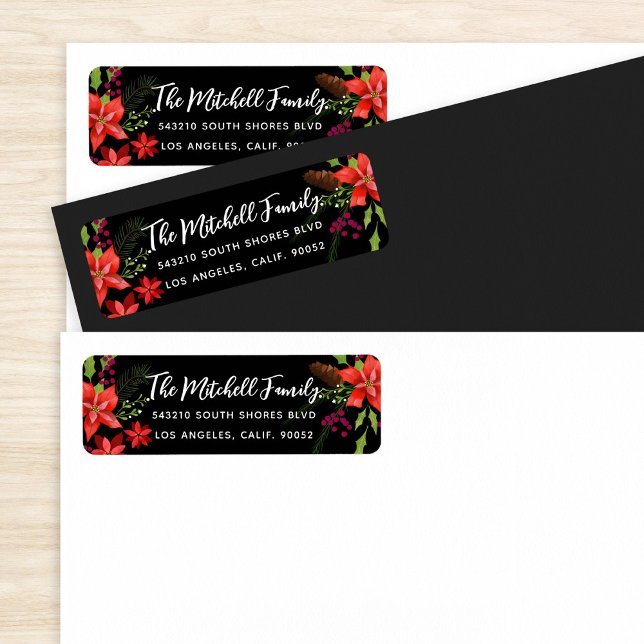 Étiquette Noël de Poinsettia (Créateur téléchargé)