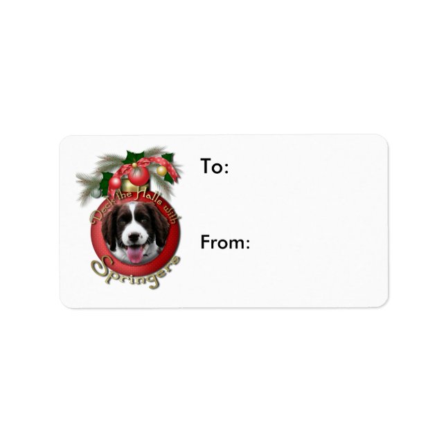 Étiquette Noël - Deck the Halls Springer Spaniel Baxter (Devant)
