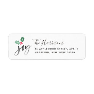 Étiquette Noël des vacances   de manuscrit de brosse de joi