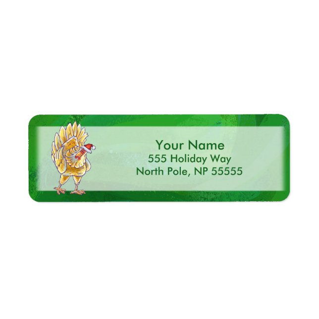 Étiquette Noël Du Poulet Sur Vert (Devant)