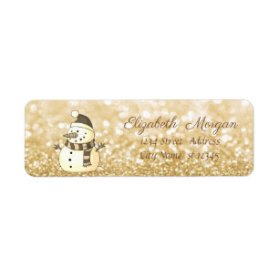 Étiquette Noël élégant, Snowman, Glitterie