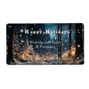 Étiquette Noël Elégante Forêt Festive d'hiver