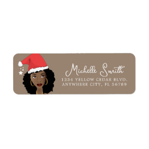 Étiquette Noël, Femme Noire, Beauté de Cheveux Naturels, Bru