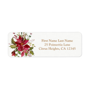 Étiquette Noël Fête Poinsettia Florale hiver
