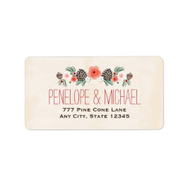 Étiquette Noël Floral Pine Cone d'hiver