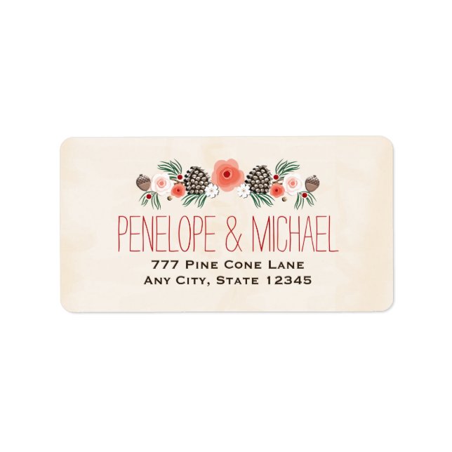 Étiquette Noël Floral Pine Cone d'hiver (Devant)