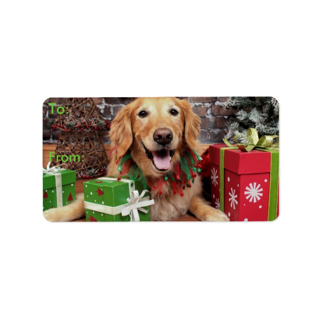 Étiquette Noël - Golden Retriever - Sidney (Devant)