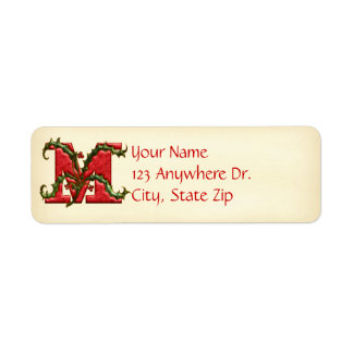 Étiquette Noël Holly Monogram M
