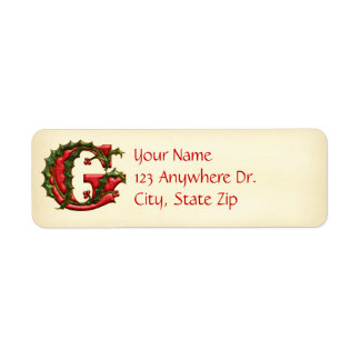 Étiquette Noël Holly Monogramme G