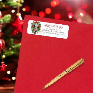 Étiquette Noël Joyeux et brillant boîte aux lettres Monogram