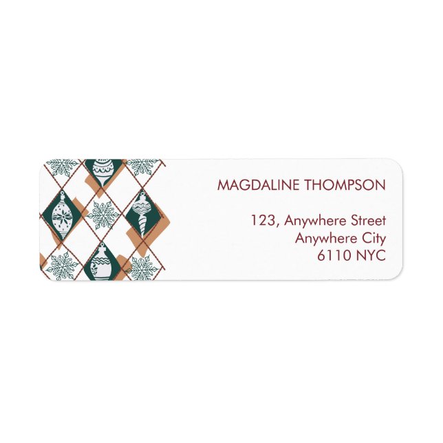 Étiquette Noël moderne Holiday Green Return Adresse (Devant)