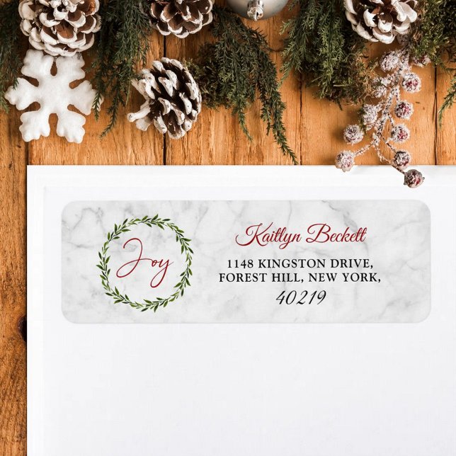 Étiquette Noël moderne "Joy" (Créateur téléchargé)