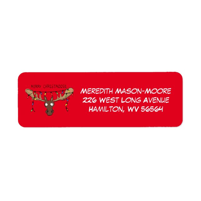 Étiquette Noël Moose mignonne drôle animal de vacances (Devant)