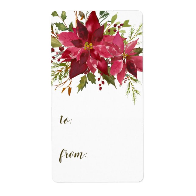 Étiquette Noël Poinsettia à (Devant)