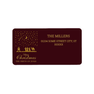 Étiquette Noël religieux, Naissance de Jésus, Trois Roi