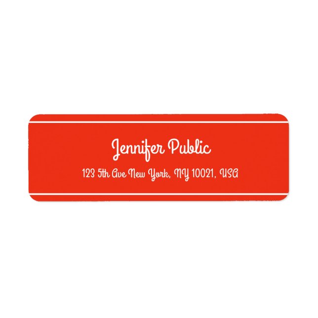 Étiquette Noël Rouge blanc Main Script Élégant Modèle (Devant)