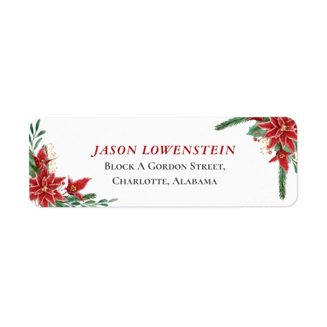 Étiquette Noël Rouge Poinsettia | MARIAGE (Devant)