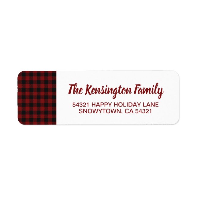 Étiquette Noël Russe Rouge Buffalo Plaid Holiday (Devant)