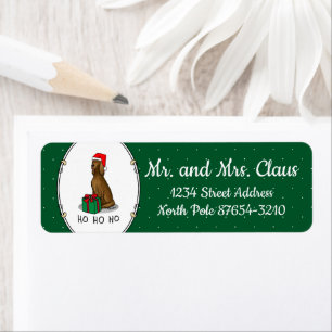 Étiquette Noël Santa Hat Irlandais Setter Chien (rouge 1) mi
