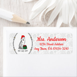 Étiquette Noël Santa Hat Sibérien Husky (argent) mignonne