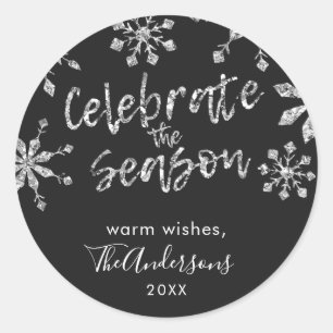 Étiquette Noël Snowflakes Parties scintillant arge