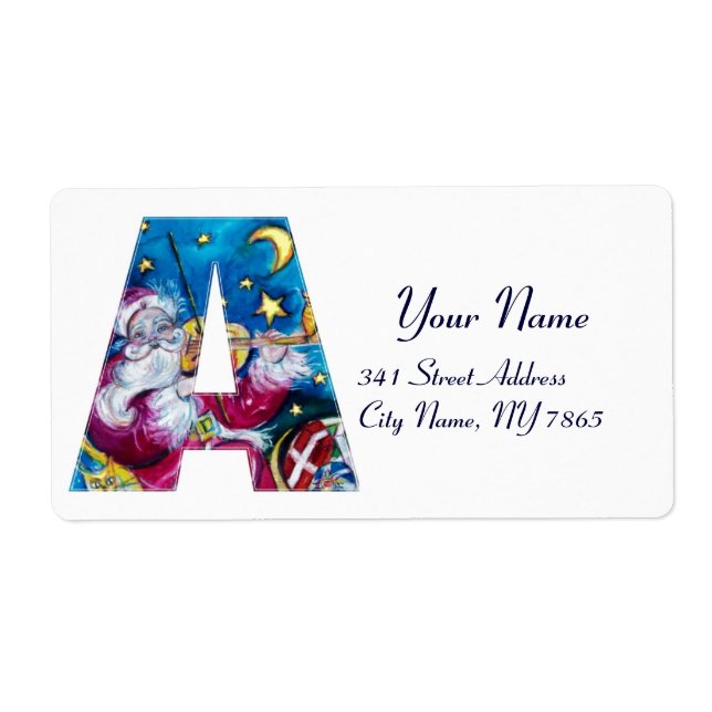ÉTIQUETTE NOËL UNE LETTRE / MONOGRAMME PÈRE NOËL INSPIRÉ (Devant)