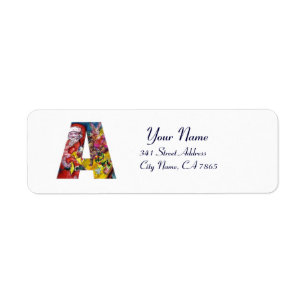 ÉTIQUETTE NOËL UNE LETTRE / PÈRE NOËL AVEC CADEAUX MONOGRAMM
