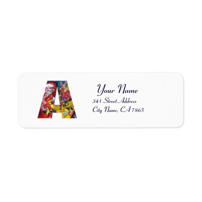 ÉTIQUETTE NOËL UNE LETTRE / PÈRE NOËL AVEC CADEAUX MONOGRAMM (Devant)