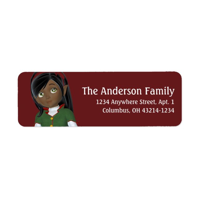 Étiquette Noël Vacances Peau Noire Elfe - Noël (Devant)