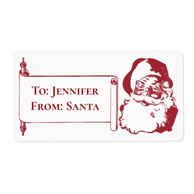 Étiquette Noël vieux mode du Père Noël (Devant)