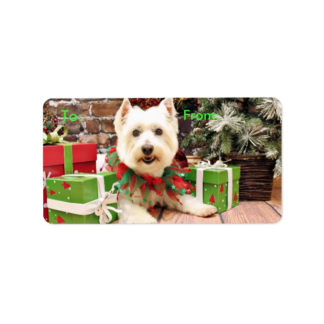 Étiquette Noël - West Highland Terrier - Abby (Devant)