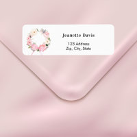 Nœud de couronne florale rose adresse de retour