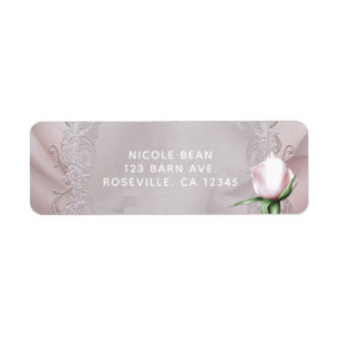 Étiquette Nœud en satin rose et rose romantique pour mariage