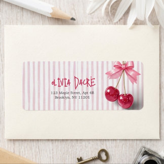 Étiquette Nœud Rose Cerise Rouge Été Rétro Douche