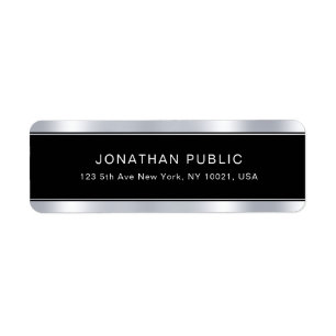 Étiquette Noir Argent Modèle Moderne Glamor Professionnel