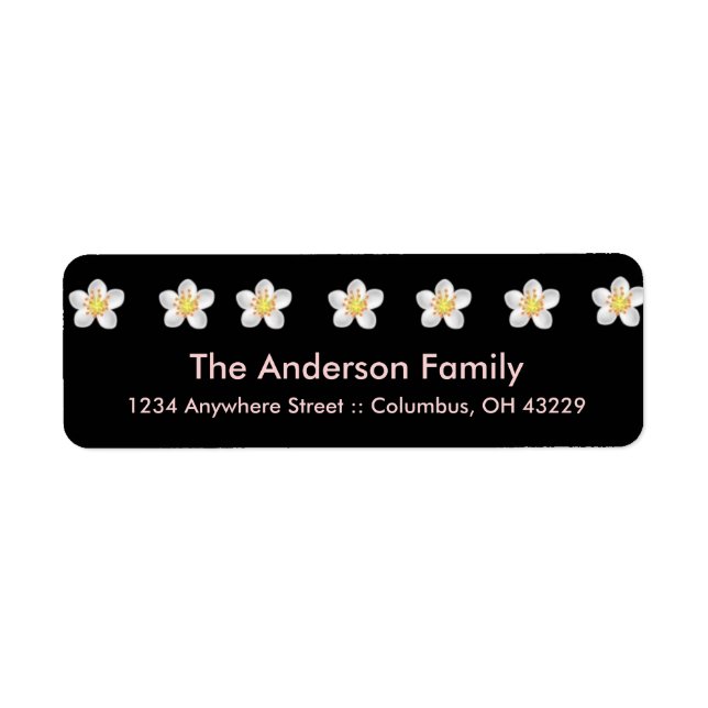 Étiquette Noir avec Fleur marguerite Chic Adresse de retour  (Devant)
