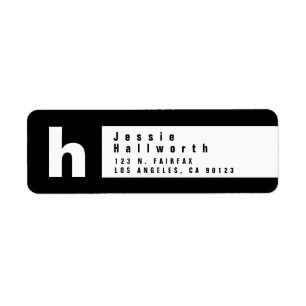 Étiquette Noir & Blanc Adresse de retour moderne
