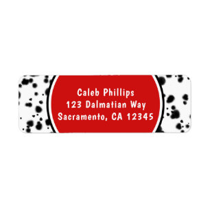 Étiquette Noir Blanc Rouge Dalmatien Spots Anniversaire