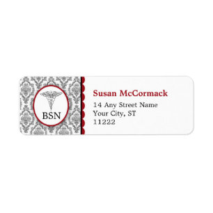 Étiquette Noir Bourgogne de caducée de damassé de BSN RN L