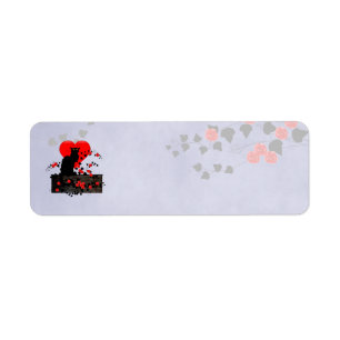 Étiquette Noir conversation aux roses rouges